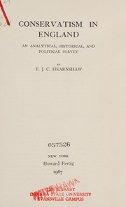 Cover of: Conservatism in England by F. J. C. Hearnshaw