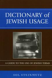 Cover of: Dictionary of Jewish Usage: A Guide to the Use of Jewish Terms