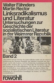 Cover of: Linksradikalismus und Literatur: Untersuchungen zur Geschichte der sozialistischen Literatur in der Weimarer Republik; Band 2