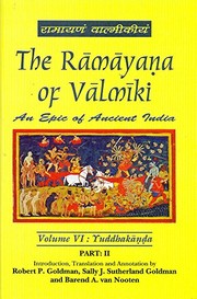 Cover of: The Ramayana of Valmiki : 6 Volumes in 7 Parts by Robert P. Goldman, Sally J. Sutherland, Sheldon I. Pollock, Rosalind Lefeber