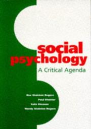Cover of: Social Psychology: A Critical Agenda