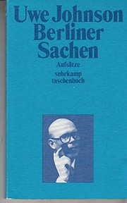 Cover of: Berliner Sachen: Aufsätze
