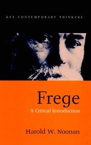 Cover of: Frege: A Critical Introduction (Key Contemporary Thinkers)