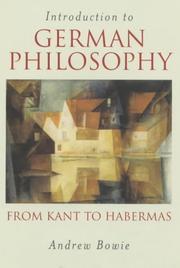 Cover of: Introduction to German Philosophy by Andrew Bowie