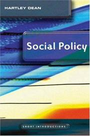 Cover of: Social Policy (Short Introductions) by Hartley Dean, John Thompson
