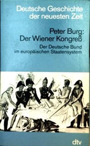 Cover of: Der Wiener Kongress by Peter Burg