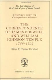 Cover of: The Correspondence of James Boswell and William Johnson Temple, 1756-1795