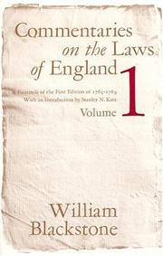 Cover of: Commentaries on the laws of England by Sir William Blackstone