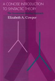 Cover of: A concise introduction to syntactic theory by Elizabeth A. Cowper