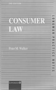 Cover of: Consumer law | Peter M. Walker