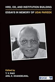 Cover of: HRD, OD, and Institution Building: Essays in Memory of Udai Pareek