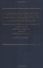 Cover of: The Beginnings of Modern Philosophy of Music in England