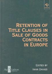 Cover of: Retention of title clauses in sale of goods contracts in Europe