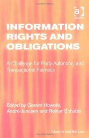 Information rights and obligations by Geraint G. Howells, Reiner Schulze