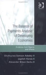 Cover of: The balance of payments analysis of developing economies by Olumuyiwa S. Adedeji