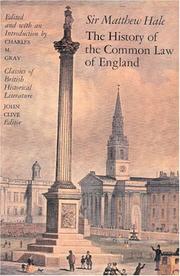 Cover of: The History of the Common Law in England