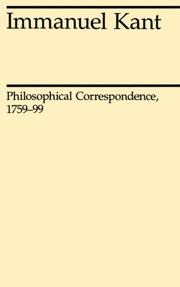 Cover of: Philosophical Correspondence, 1759-1799