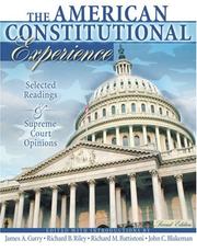 Cover of: The American Constitutional Experience- Selected Readings and Supreme Court Opinions