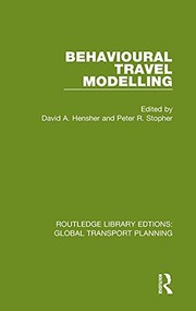 Cover of: Behavioural Travel Modelling