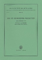 Die St. Georgener Predigten by Regina D. Schiewer, Kurt Otto Seidel
