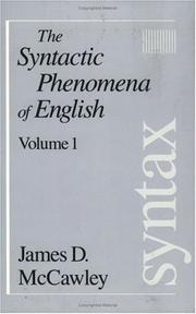 Cover of: The Syntactic Phenomena of English, Volume 1 (Syntactic Phenomena of English, Vol. 1)