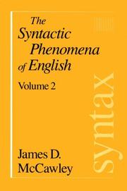 Cover of: The syntactic phenomena of English