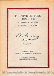 Cover of: Fugitive letters, 1829-1836: Stephen F. Austin to David G. Burnet