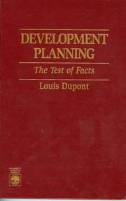 Cover of: Development planning: the test of facts