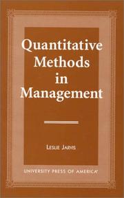 Cover of: Quantitative methods in management