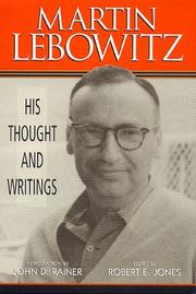 Cover of: Martin Lebowitz: his thought and writings