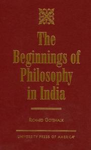 Cover of: beginnings of philosophy in India | Richard Gotshalk