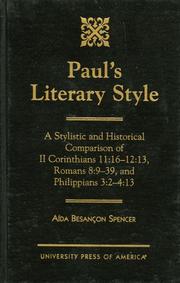 Cover of: Paul's literary style by Aída Besanc̦on Spencer