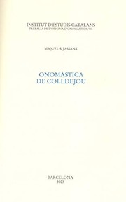 Cover of: Onomàstica de Colldejou by Miquel S. Jassans