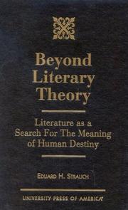 Cover of: Beyond literary theory by Eduard Hugo Strauch