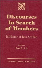 Cover of: Discourses in search of members: in honor of Ron Scollon