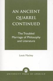 Cover of: An ancient quarrel continued: the troubled marriage of philosophy and literature