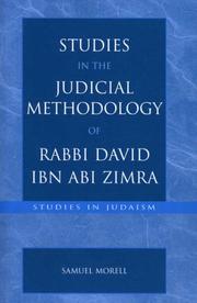 Cover of: Studies in the Judicial Methodology of Rabbi David ibn Abi Zimra (Studies in Judaism) by Samuel Morell, Samuel Morell