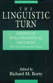 Cover of: The Linguistic turn: essays in philosophical method