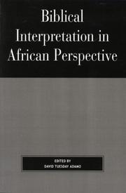 Cover of: Biblical Interpretation in African Perspective