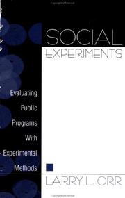 Cover of: Social Experiments: Evaluating Public Programs With Experimental Methods