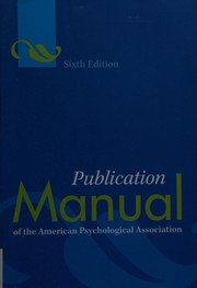 Cover of: Publication manual of the American Psychological Association