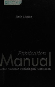 Cover of: Publication manual of the American Psychological Association. by 