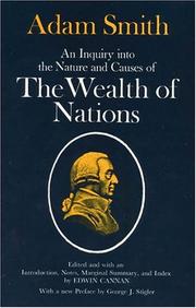 Cover of: An Inquiry into the Nature and Causes of the Wealth of Nations