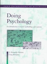Cover of: Doing psychology: an introduction to research methodology and statistics