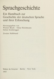 Cover of: Sprachgeschichte by Werner Besch, Oskar Reichmann, Stefan Sonderegger