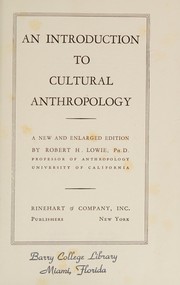 Cover of: An introduction to cultural anthropology. by Lowie, Robert Harry