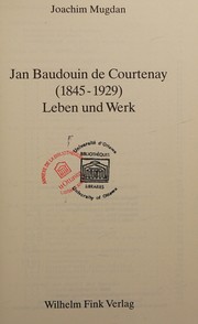 Cover of: Jan Baudouin de Courtenay by Joachim Mugdan