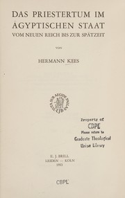 Cover of: Das Priestertum im ägyptischen Staat by Hermann Kees