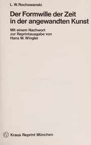 Cover of: Der Formwille der Zeit in der angewandten Kunst