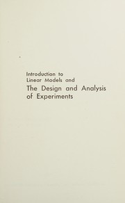 Cover of: Introduction to linear models and the design and analysis of experiments. by William Mendenhall